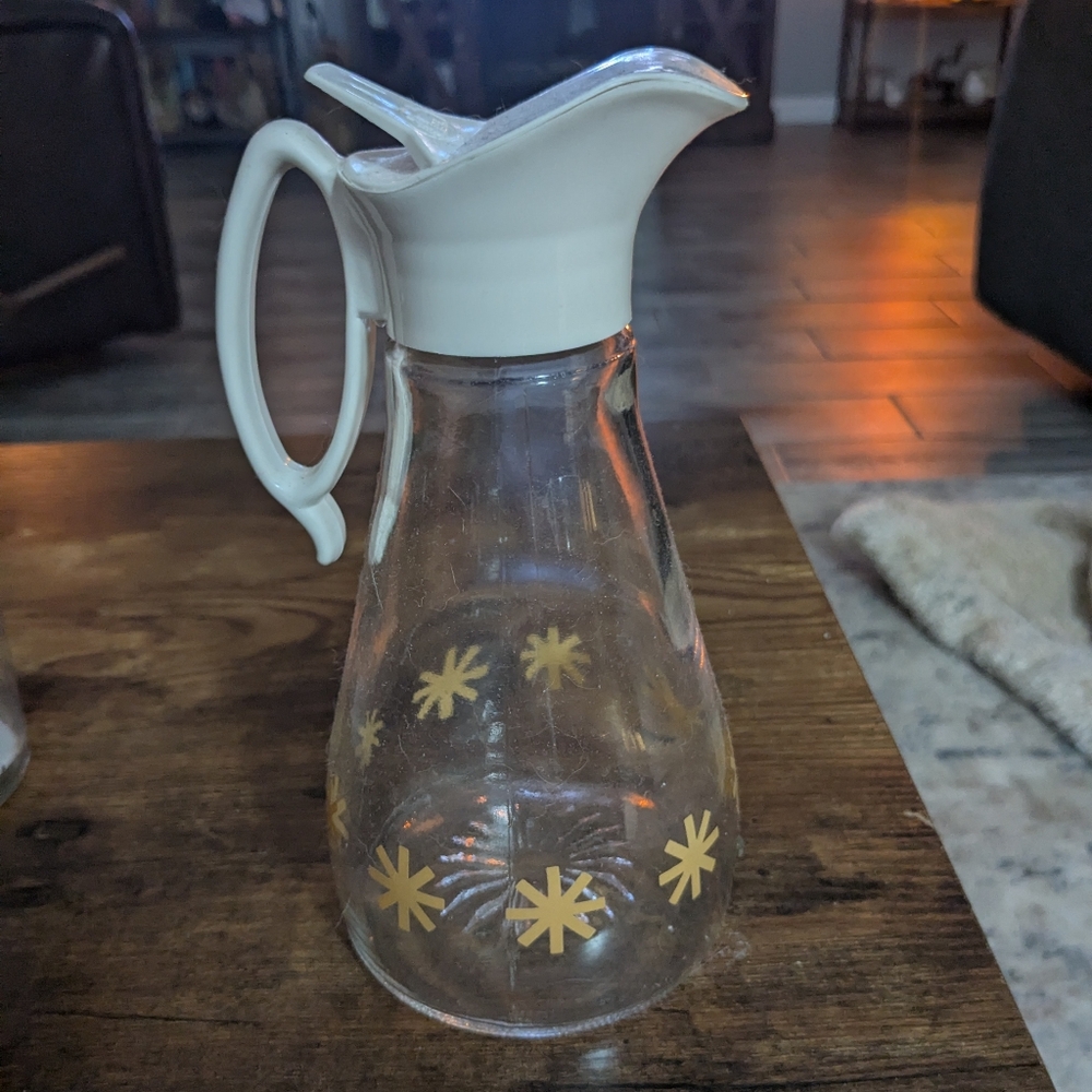 Vintage Glass Pitcher with Cream Lid